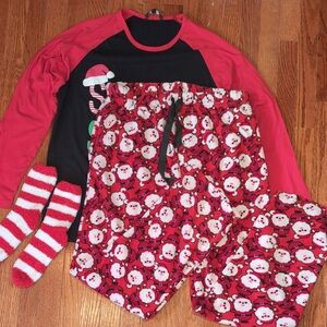 #followme Santa Squad Men's Dad Holiday Christmas Pajama Set Size L Red Black